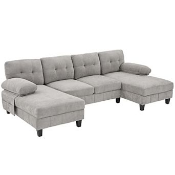 Merax U-shaped Sectional Sofa 103.5" Chenille Fabric Couch