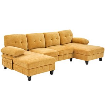 Merax U-shaped Sectional Sofa 103.5" Chenille Fabric Couch