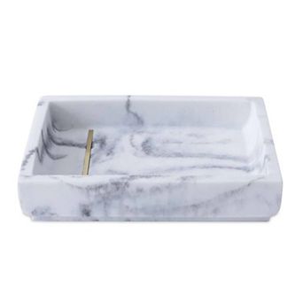 Oro Streak Marble Resin Soap Dish with Brass Inlay 5.51" L x 4.02" W x 1.69" H