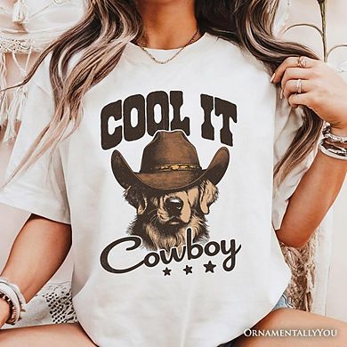 Cool It Cowboy T-Shirt With Western Dog, Retro Golden Retriever Tee for Country Lover