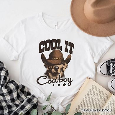 Cool It Cowboy T-Shirt With Western Dog, Retro Golden Retriever Tee for Country Lover