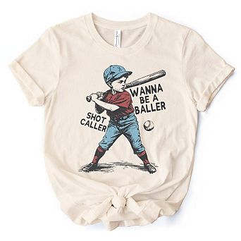 Baseball Retro T-Shirt Wanna Be a Baller, Vintage Tee