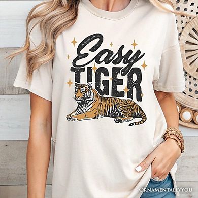 Easy Tiger Retro Grunge T-Shirt, Vintage Tee With Wild Animal