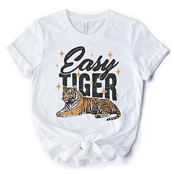 Easy Tiger Retro Grunge T-Shirt, Vintage Tee With Wild Animal