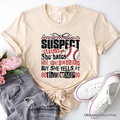 Baseball Suspect Claims Fun T-Shirt, Retro Tee With Coquette Bow