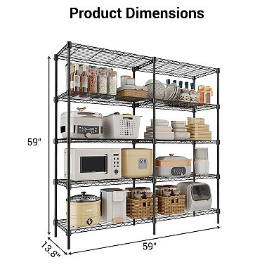 5 Tier Storage Shelves, Metal Shelving for Storage Adjustable Shelving,Garage Shelving