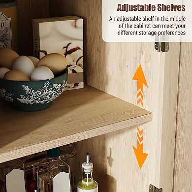 Kitchen Pantry Storage Cabinet with 4 Doors and Adjustable Shelves, 72" Tall