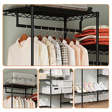 Heavy Duty Clothes Rack, Freestanding Garment Rack Closet Large Wardrobe Closet