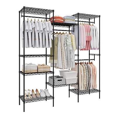 Heavy Duty Clothes Rack, Freestanding Garment Rack Closet Large Wardrobe Closet