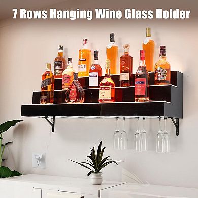 40" Acrylic LED Wine Display Rack with Remote & App Control, 3-Tier Shelf, Modern Home Bar Accessory
