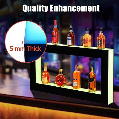 48" Acrylic LED Wine Cabinet with 2 Tiers, Remote & App Control, Modern Wine Display Rack