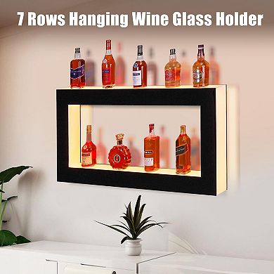 48" Acrylic LED Wine Cabinet with 2 Tiers, Remote & App Control, Modern Wine Display Rack