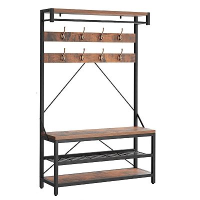 Hallway coat rack shoe bench