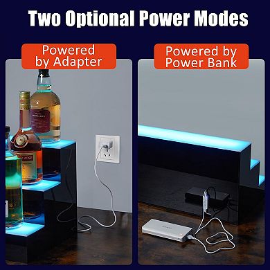 40" Acrylic LED Wine Display Rack with Remote & App Control, 3-Tier Shelf, Modern Home Bar Accessory