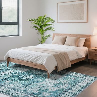 Garvee Vintage Area Rug Machine Washable Non Slip Ultra Thin Floor Mat Non Shedding Indoor Carpet