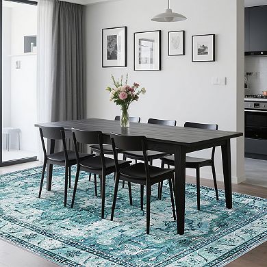 Garvee Vintage Area Rug Machine Washable Non Slip Ultra Thin Floor Mat Non Shedding Indoor Carpet