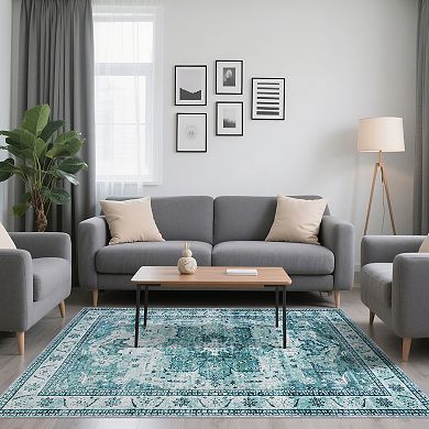 Garvee Vintage Area Rug Machine Washable Non Slip Ultra Thin Floor Mat Non Shedding Indoor Carpet