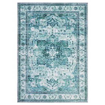 Garvee Vintage Area Rug Machine Washable Non Slip Ultra Thin Floor Mat Non Shedding Indoor Carpet