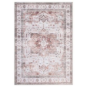 Garvee Vintage Area Rug Machine Washable Non Slip Ultra Thin Floor Mat Non Shedding Indoor Carpet