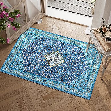 Garvee Machine Washable Vintage Distressed Area Rug Non Slip Pet Friendly Carpet for Home