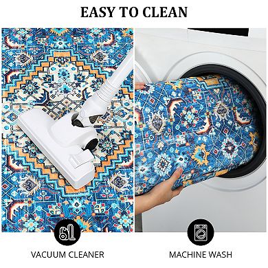 Garvee Machine Washable Vintage Distressed Area Rug Non Slip Pet Friendly Carpet for Home