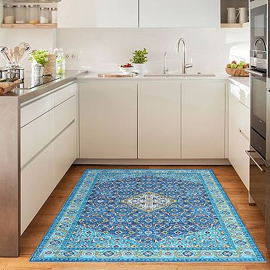 Garvee Machine Washable Vintage Distressed Area Rug Non Slip Pet Friendly Carpet for Home