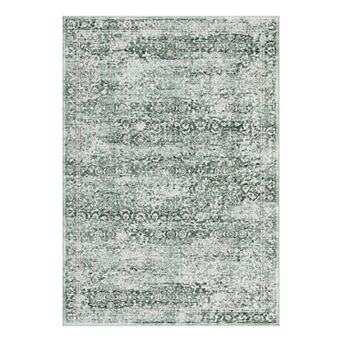 Garvee Vintage Distressed Pattern Area Rug Ultra Thin Machine Washable Non Slip for Living Room