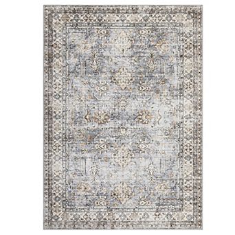 Garvee Vintage Washable Area Rug Non Slip Non Shedding Traditional Floor Cover Foldable Indoor Mat