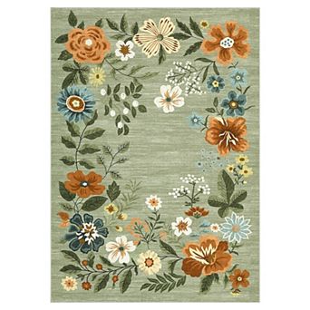 Garvee Modern Flower Area Rug Ultra Thin Machine Washable Stain Resistant Non Slip for Living Room