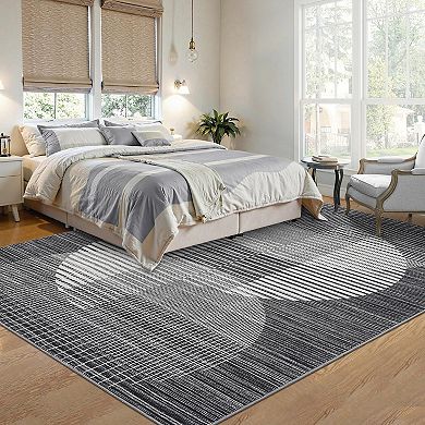Garvee Machine Washable Semicircle Combination Area Rug Stain Resistan Floor Rug for Living Room