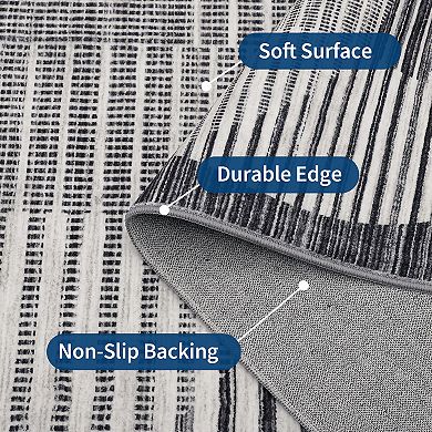 Garvee Machine Washable Semicircle Combination Area Rug Stain Resistan Floor Rug for Living Room