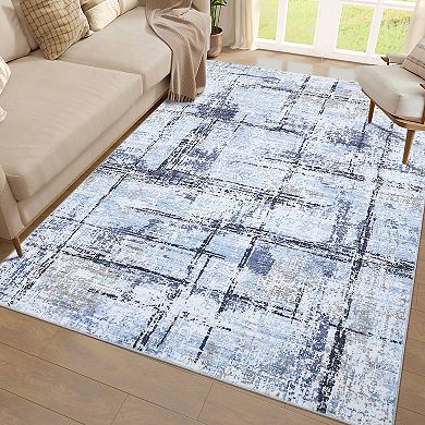 Garvee Modern Abstract Area Rug Ultra Thin Machine Washable Stain Resistant Non Slip for Living Room