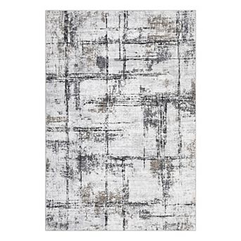 Garvee Modern Abstract Area Rug Ultra Thin Machine Washable Stain Resistant Non Slip for Living Room