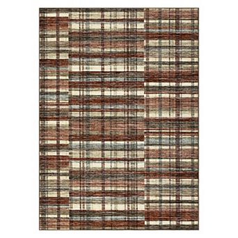 Garvee Machine Washable Modern Checked Area Rug Non Slip Bordered Throw Carpet for Home Decor