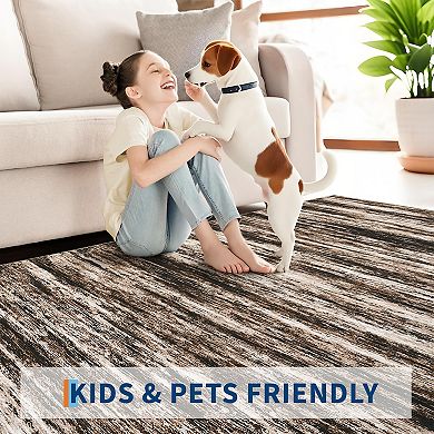 Garvee Machine Washable Modern Abstract Non Slip Area Rug Stain Resistant Bodered Capert for Home