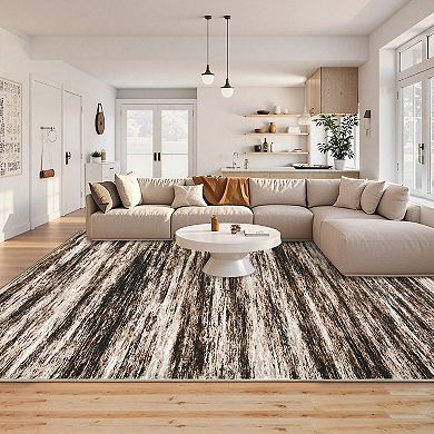 Garvee Machine Washable Modern Abstract Non Slip Area Rug Stain Resistant Bodered Capert for Home