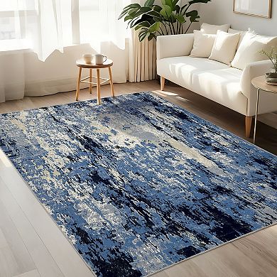 Garvee Modern Abstract Area Rug Machine Washable Non Slip Stain Resistant Floor Cover