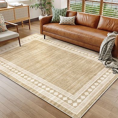 Garvee Modern Solid Color Machine Washable Area Rug Non Slip Stain Resistant Carpet for Living Room