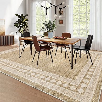 Garvee Modern Solid Color Machine Washable Area Rug Non Slip Stain Resistant Carpet for Living Room