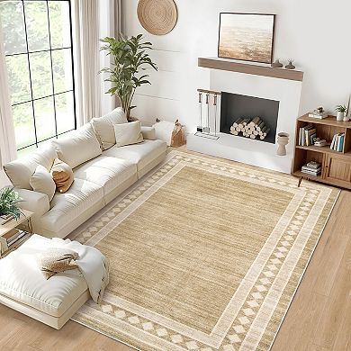 Garvee Modern Solid Color Machine Washable Area Rug Non Slip Stain Resistant Carpet for Living Room