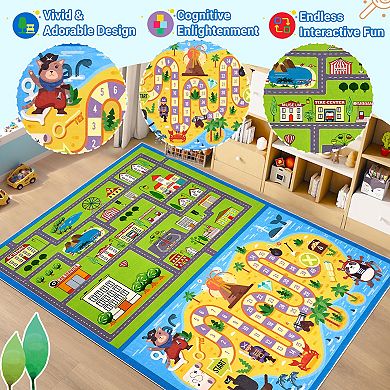 Garvee Washable Non Slip Area Rug --Fun Adventure Soft Bodered Carpet for Kid's Room Nursery Room