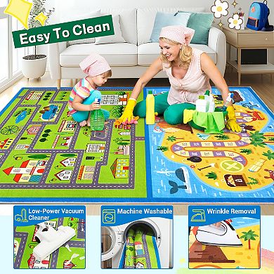 Garvee Washable Non Slip Area Rug --Fun Adventure Soft Bodered Carpet for Kid's Room Nursery Room
