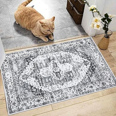 Garvee Machine Washable Vitagen Floral Area Rug Non Slip Non shedding Floor Indoor use