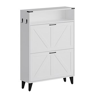 Shoe Cabinet with 2 Flip Drawers, Freestanding Shoe Cabinet Organizer with Metal Legs
