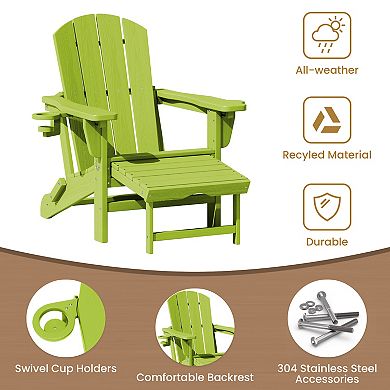 Serwall Folding Outdoor Chair with 3-Position Reclining Backrest & Telescoping Footrest