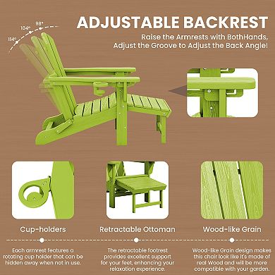 Serwall Folding Outdoor Chair with 3-Position Reclining Backrest & Telescoping Footrest
