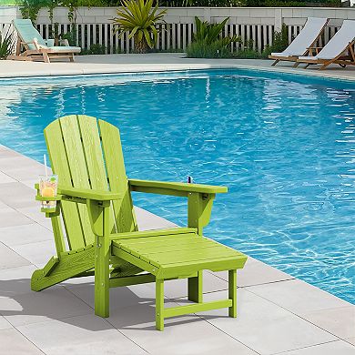 Serwall Folding Outdoor Chair with 3-Position Reclining Backrest & Telescoping Footrest