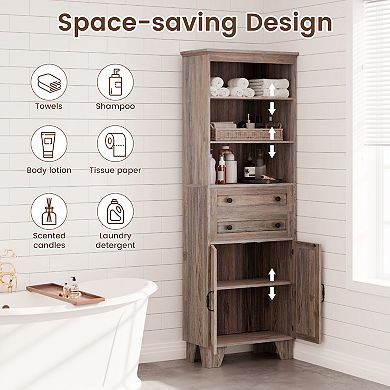Serwall Space-Saving MDF Towel Shelving with Wood Grain Finish and Elegant Handles