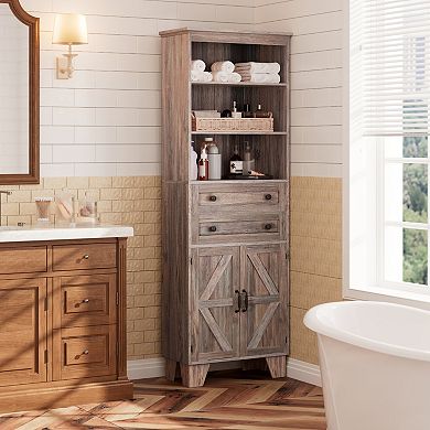 Serwall Space-Saving MDF Towel Shelving with Wood Grain Finish and Elegant Handles