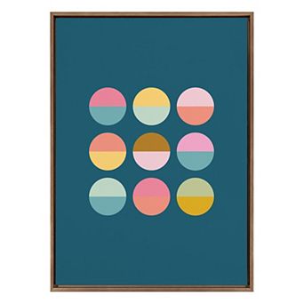 Sylvie Circles In Blue Framed Canvas by Apricot and Birch